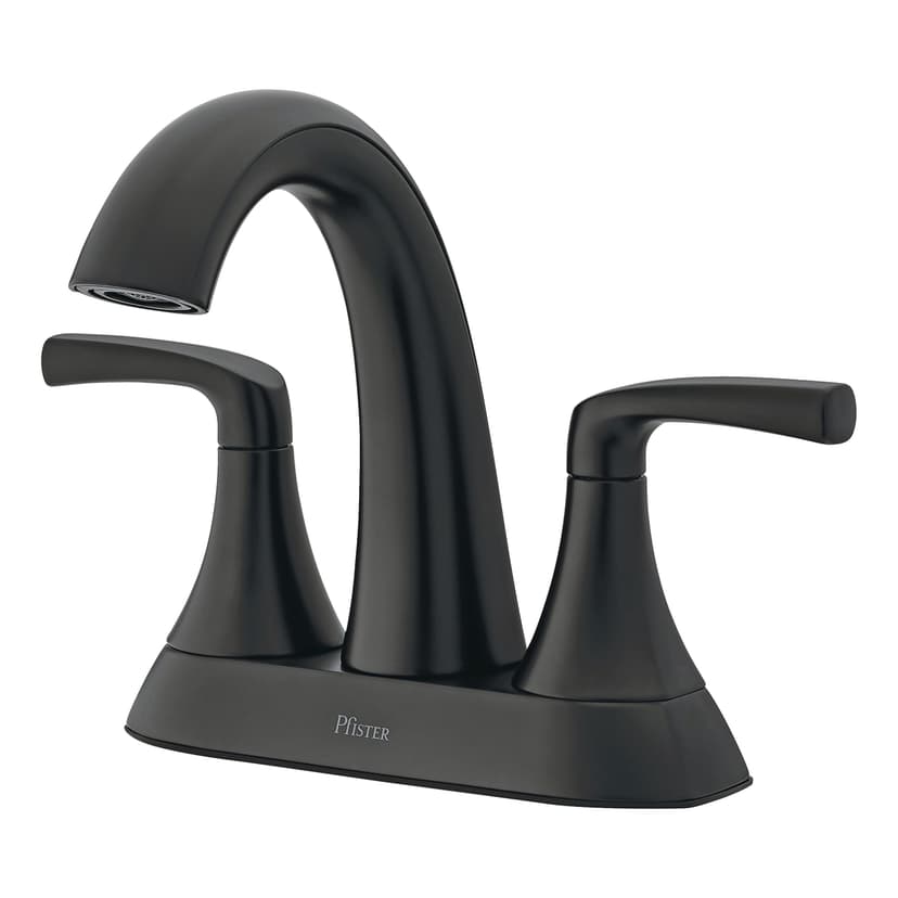 Pfister Rancho Double Handle 4-in Centreset Bathroom Sink Faucet Push & Seal™ Drain, WaterSense® Certified, Matte Black