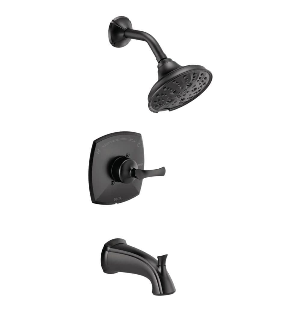 Delta Sandover Tub & Shower Faucet Set with H2Okinetic® Technology, Matte Black