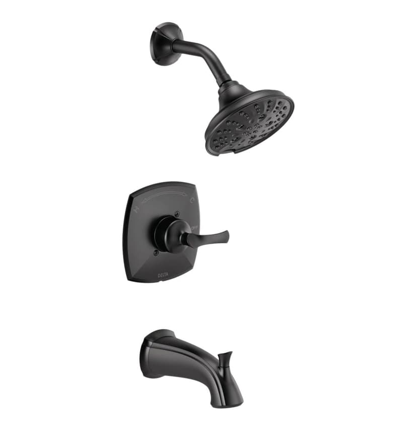 Delta Sandover Tub & Shower Faucet Set with H2Okinetic® Technology, Matte Black