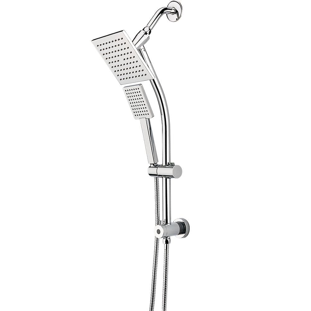 Pfister Square Shower Head & Handheld Shower Head Combo with Slide Bar, Chrome