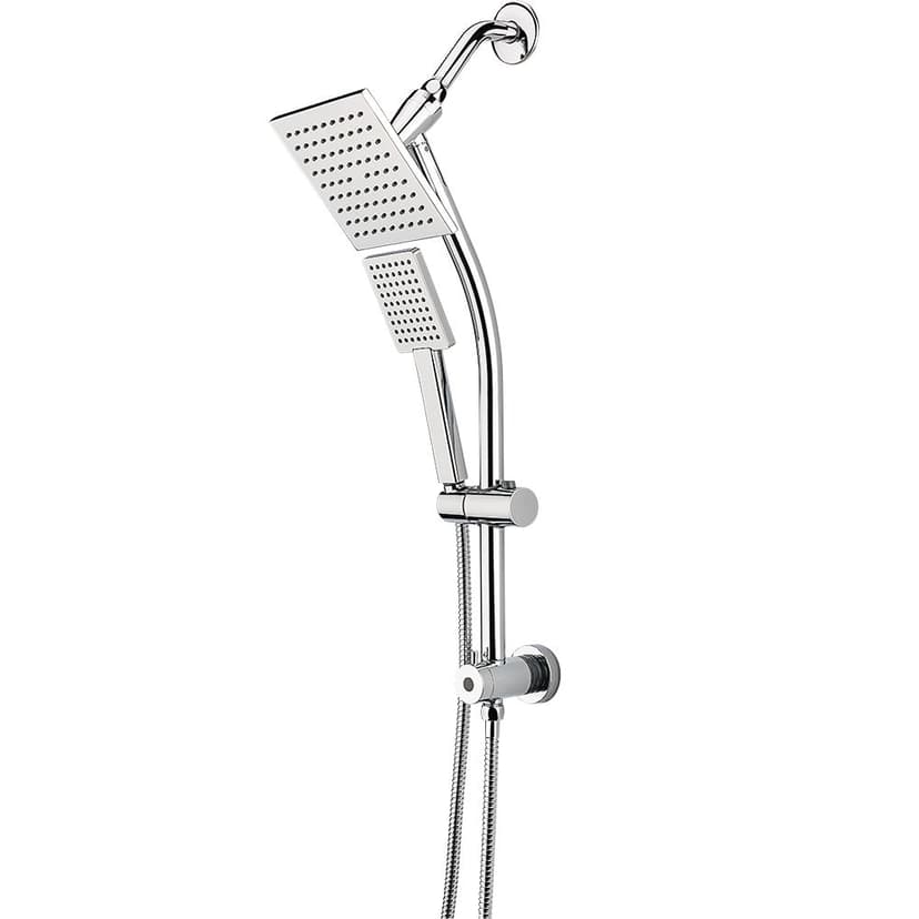 Pfister Square Shower Head & Handheld Shower Head Combo with Slide Bar, Chrome