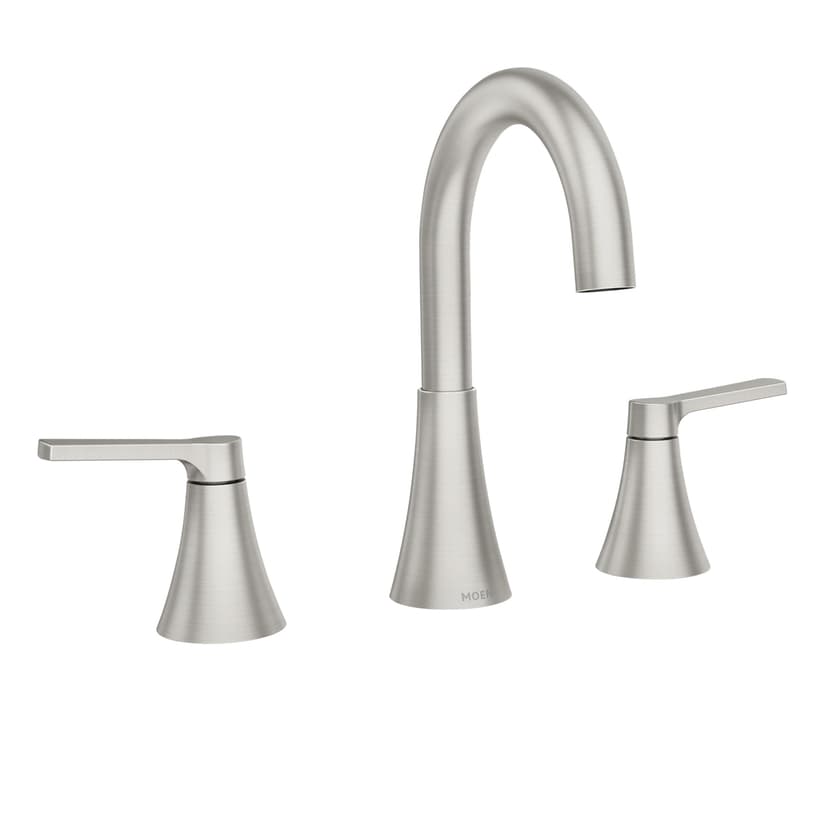 Moen Mikah Double Handle Widespread Bathroom Faucet, Spot Resist™ Brushed Nickel