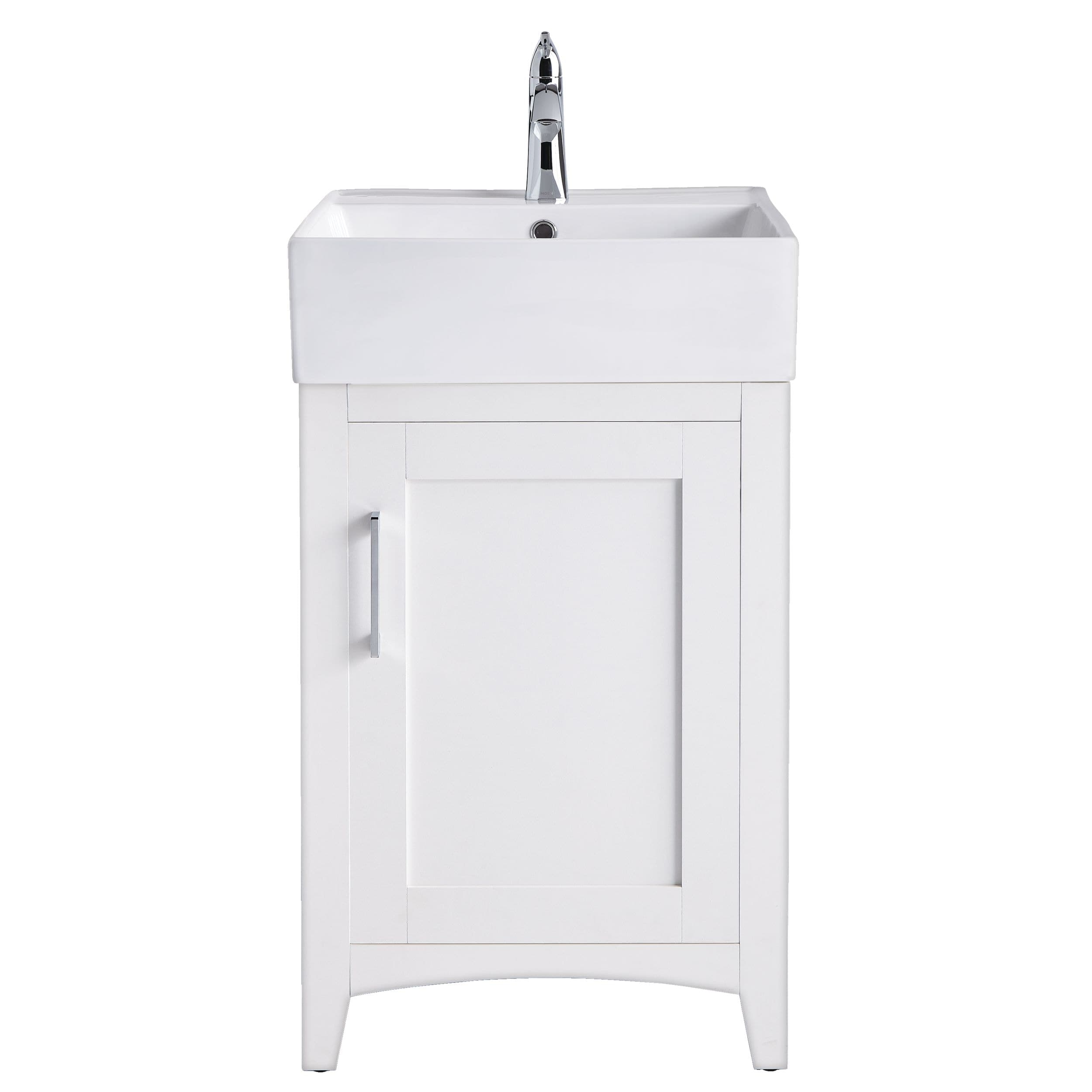 CANVAS Creston Single Door Single Sink Vitreous China Top Bathroom Vanity, White, 20-in