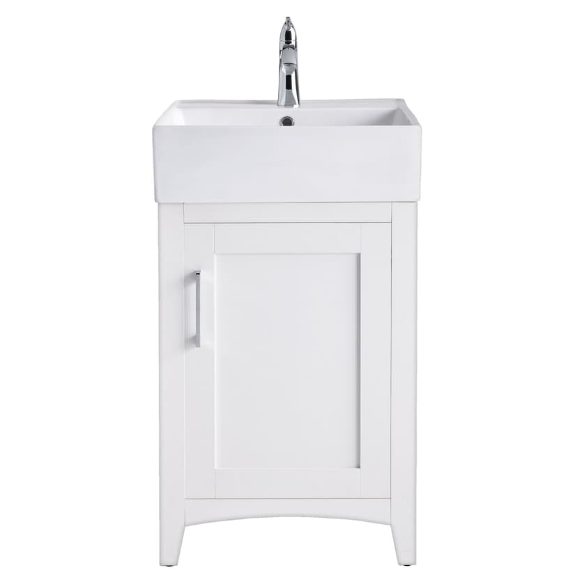 CANVAS Creston Single Door Single Sink Vitreous China Top Bathroom Vanity, White, 20-in