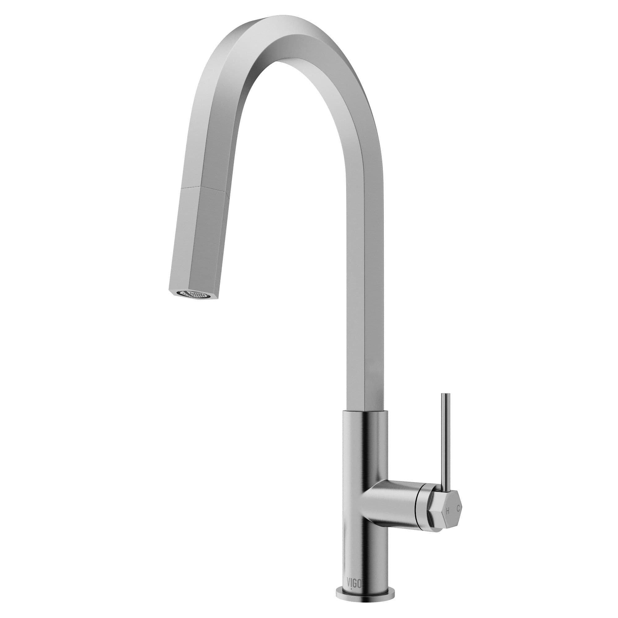 VIGO Hart Hexad Pull-Down Kitchen Faucet, Stainless Steel
