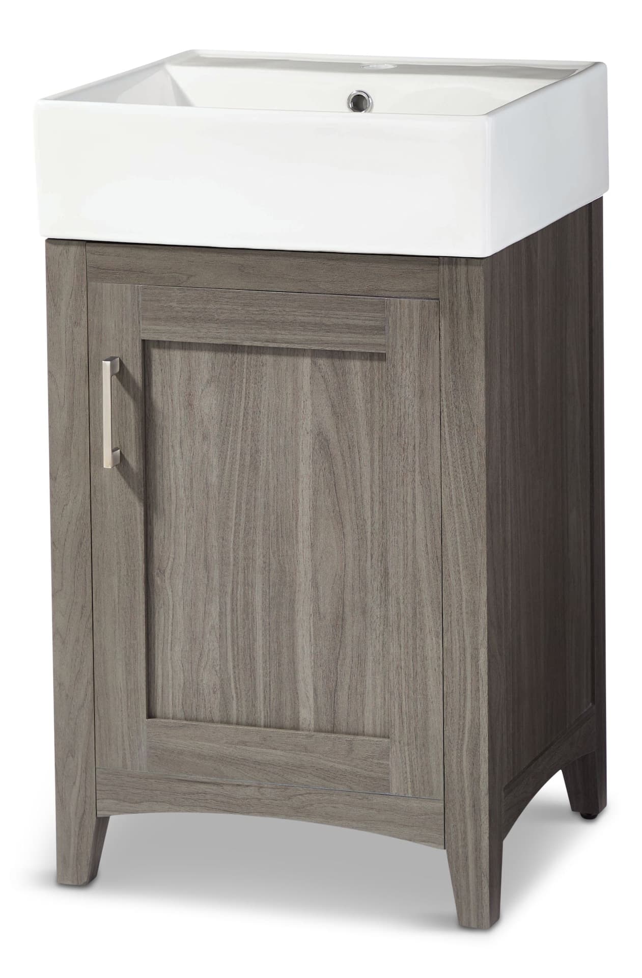 CANVAS Creston Single Door Single Sink Vitreous China Top Bathroom Vanity, Grey, 20-in