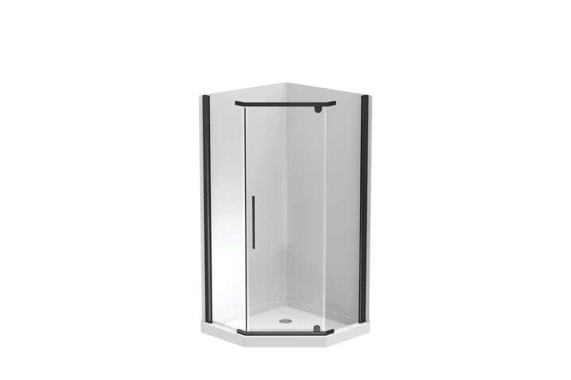Cora Neo-Angle Corner Shower Kit, Walls, Black, 38-in
