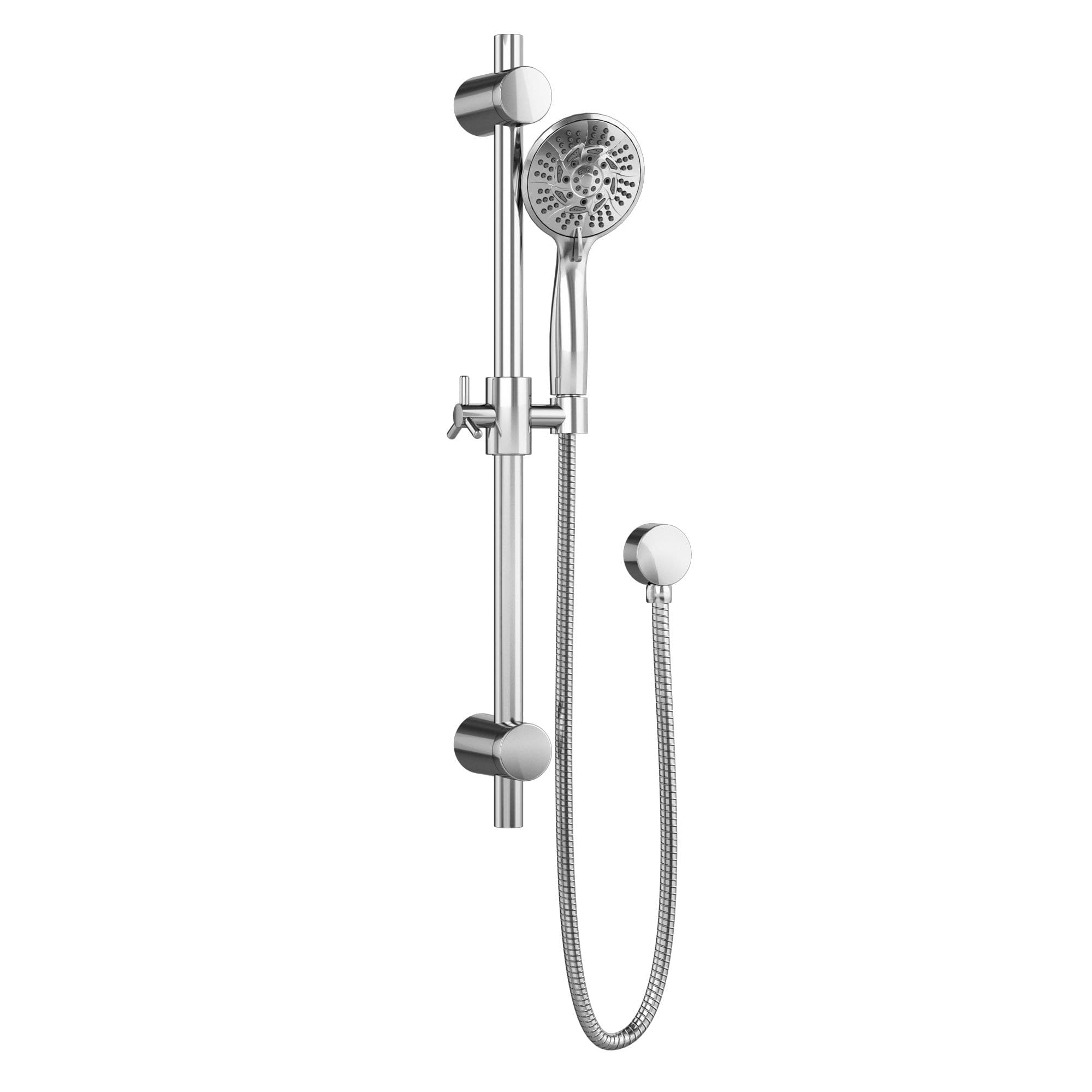 Pulse ShowerSpas Refuge Round Hand Shower & Showerhead Wall Combo System Kit with Slide Bar & Valve, Chrome
