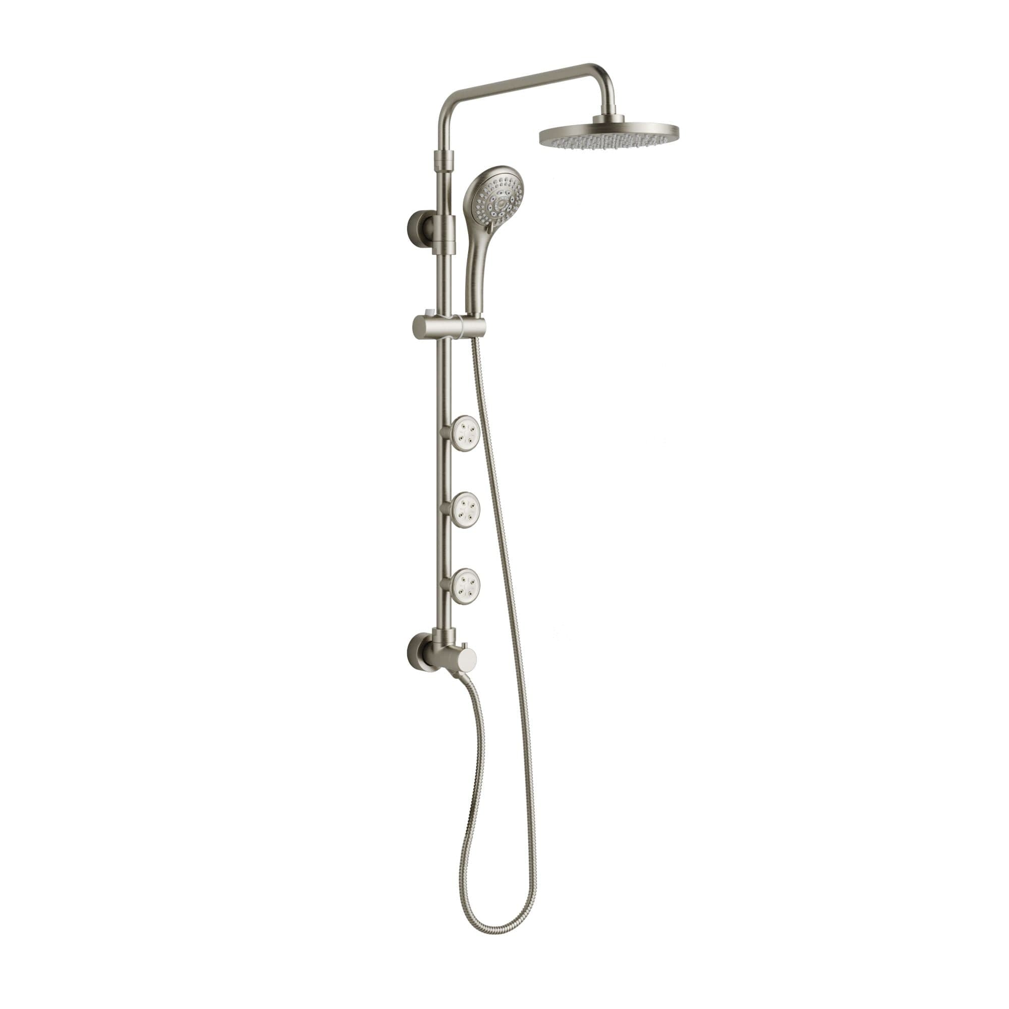 PULSE ShowerSpas Lanikai Retro-Fit Rain Shower System with Handheld Shower Head, Slide bar with Body Jets, Brushed Nickel