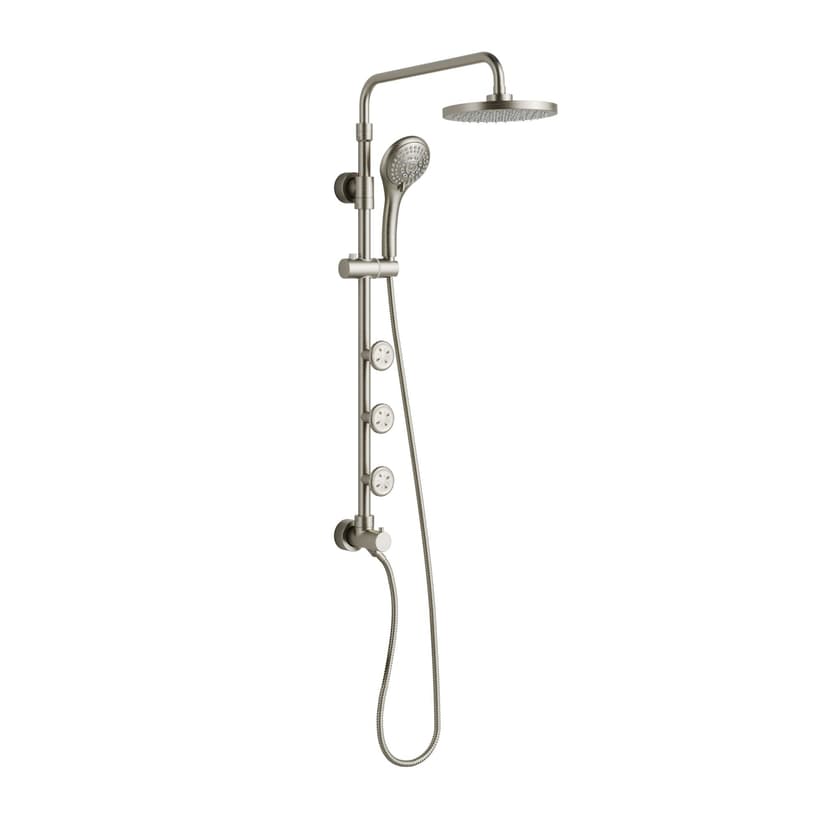 PULSE ShowerSpas Lanikai Retro-Fit Rain Shower System with Handheld Shower Head, Slide bar with Body Jets, Brushed Nickel