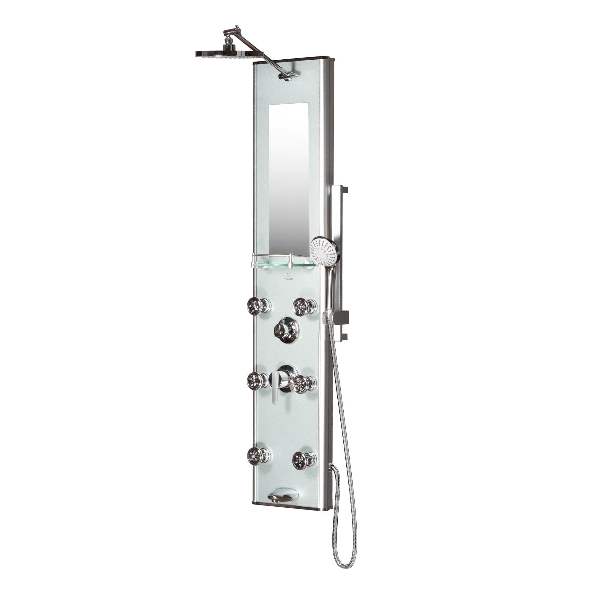 PULSE ShowerSpas Kihei II6-Spray Jet Shower Panel Sytem with Mirror, Silver