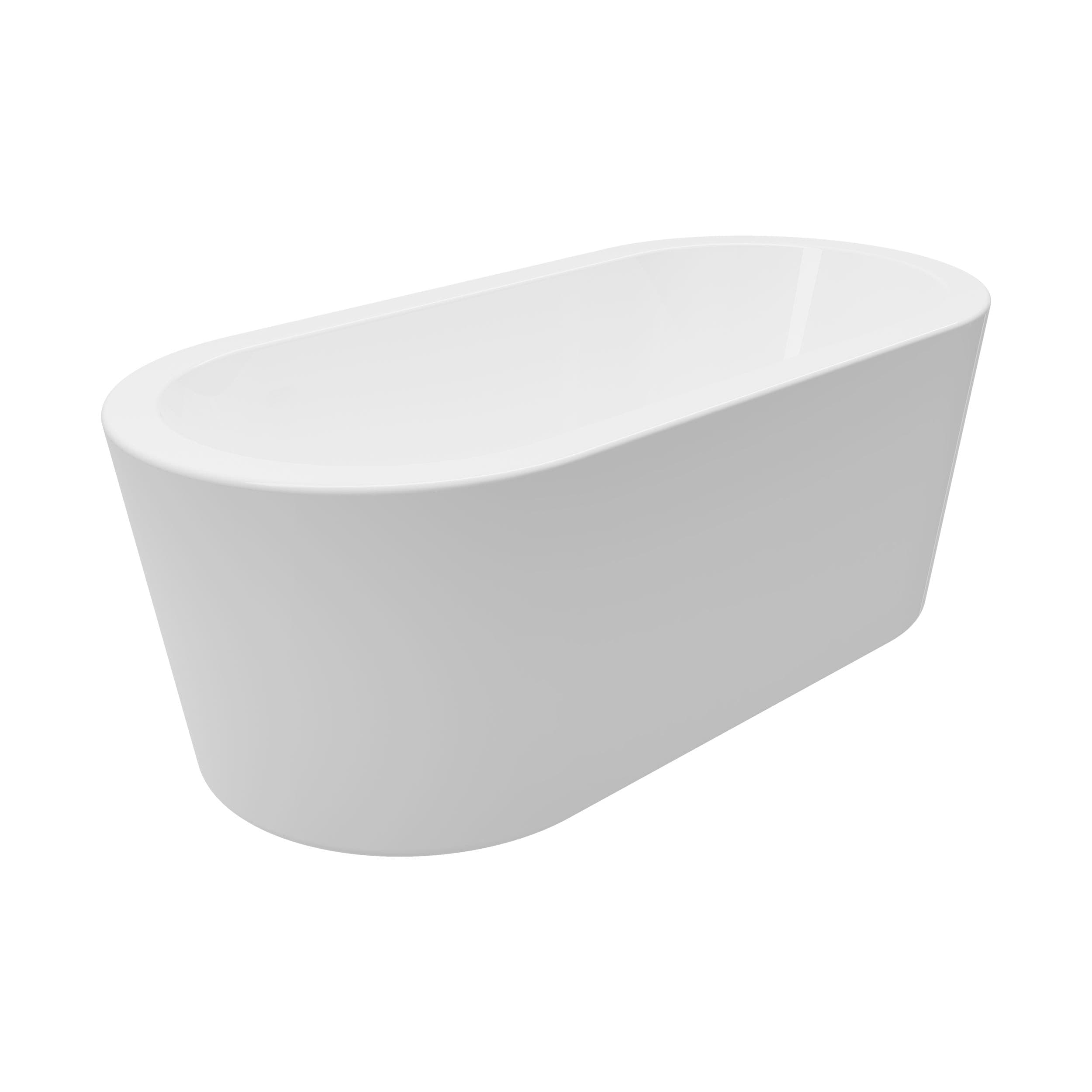 A&E Bath Lily No Faucet Acrylic Freestanding Bathtub with Adjustable Feet, White, 71-in