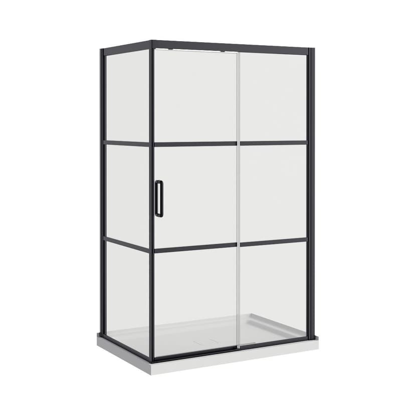 A&E Bath and Shower Atlas Shower Door, Black, 32x60-in
