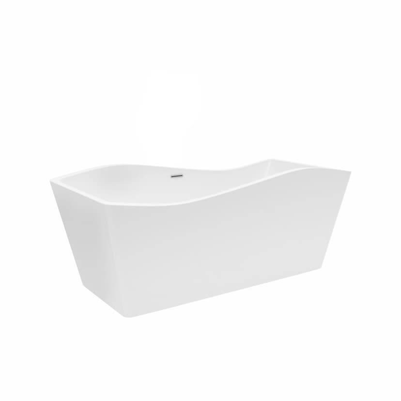 A&E Bath Maia Acrylic Freestanding Bathtub with Adjustable Feet, White, 67-in