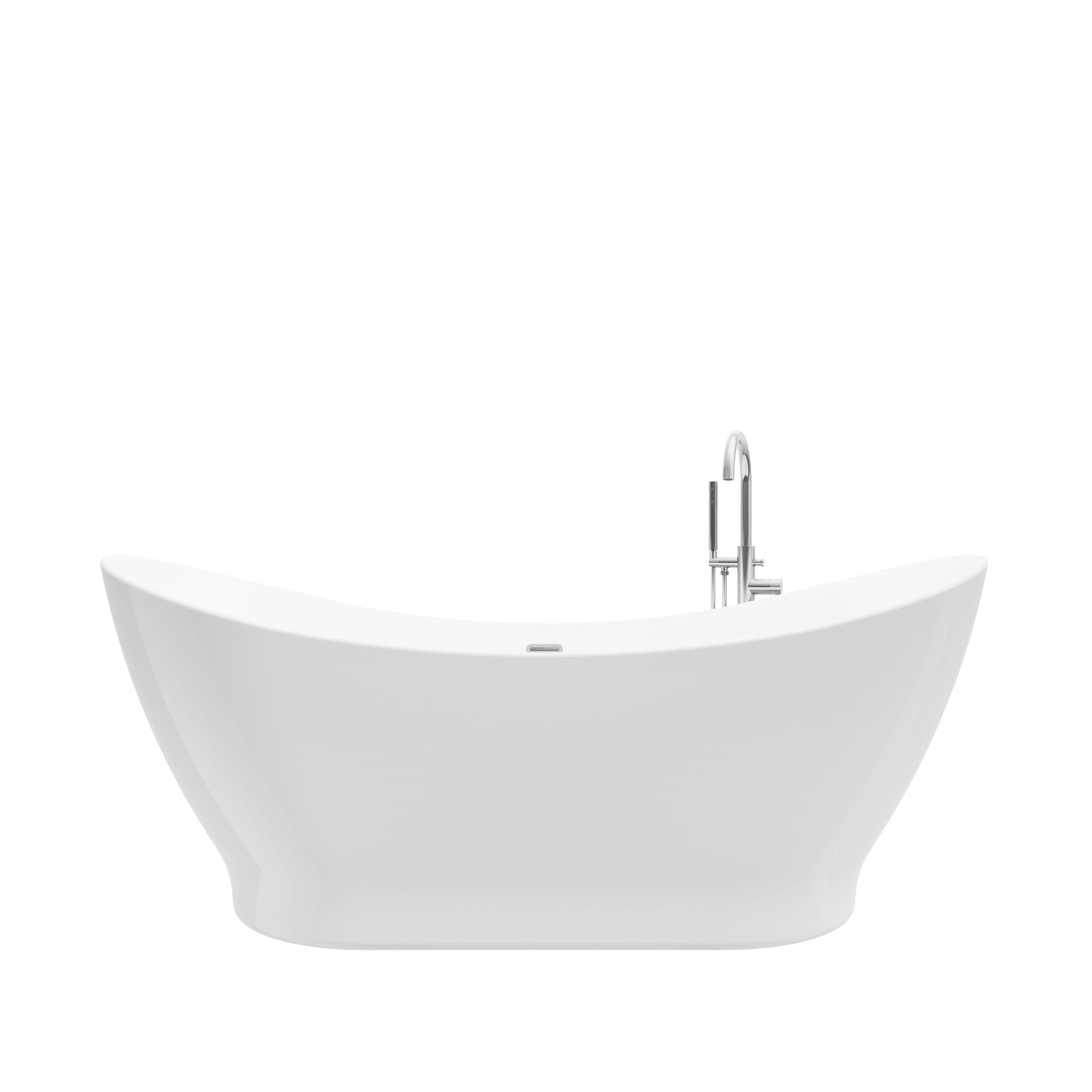 A&E Bath Tancy-NF Acrylic Freestanding Bathtub with Adjustable Feet, White, 65-in
