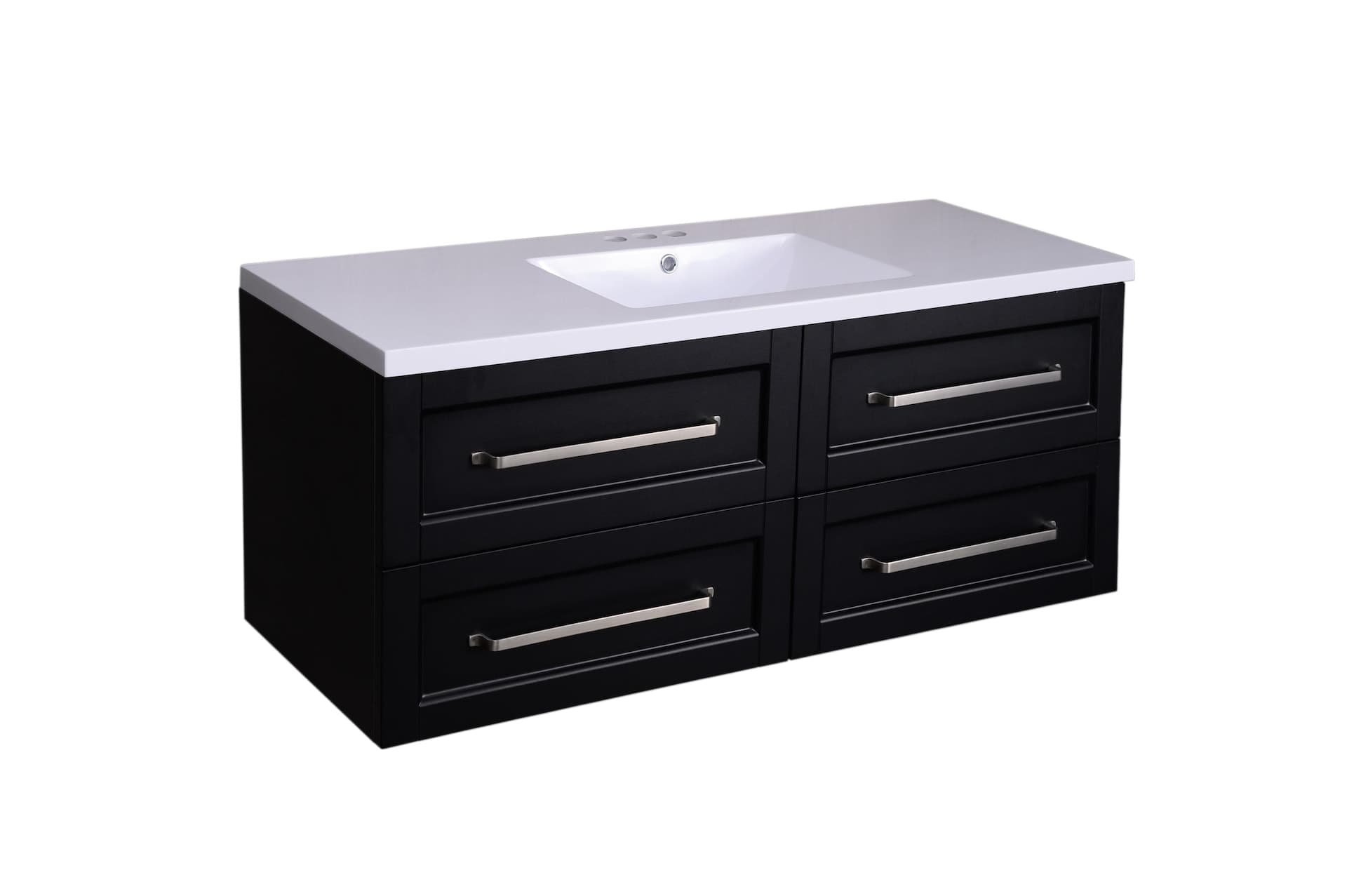 A&E Bath and Shower Carlos Wall Mount Vanity Unit, Black, 48 in