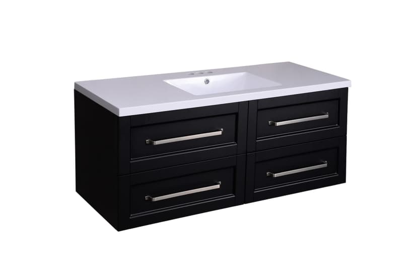 A&E Bath and Shower Carlos Wall Mount Vanity Unit, Black, 48 in