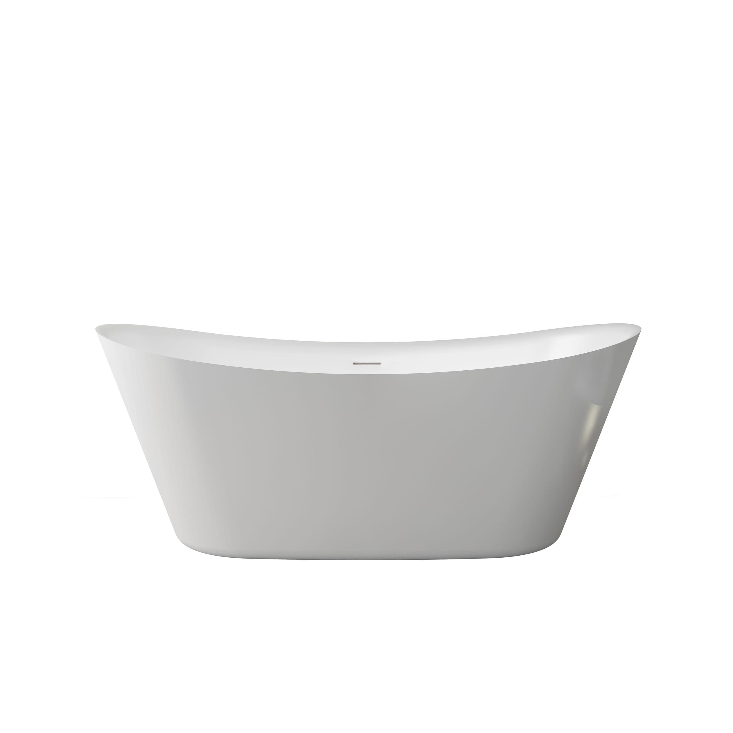 A&E Bath Logan Acrylic Freestanding Bathtub with Adjustable Feet, White, 67-in