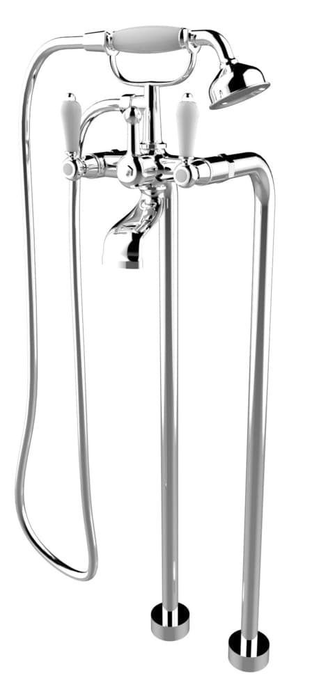 A&E Bath Zoe Classical Double Handle Bathtub & Hand Shower Faucet, Polished Chrome