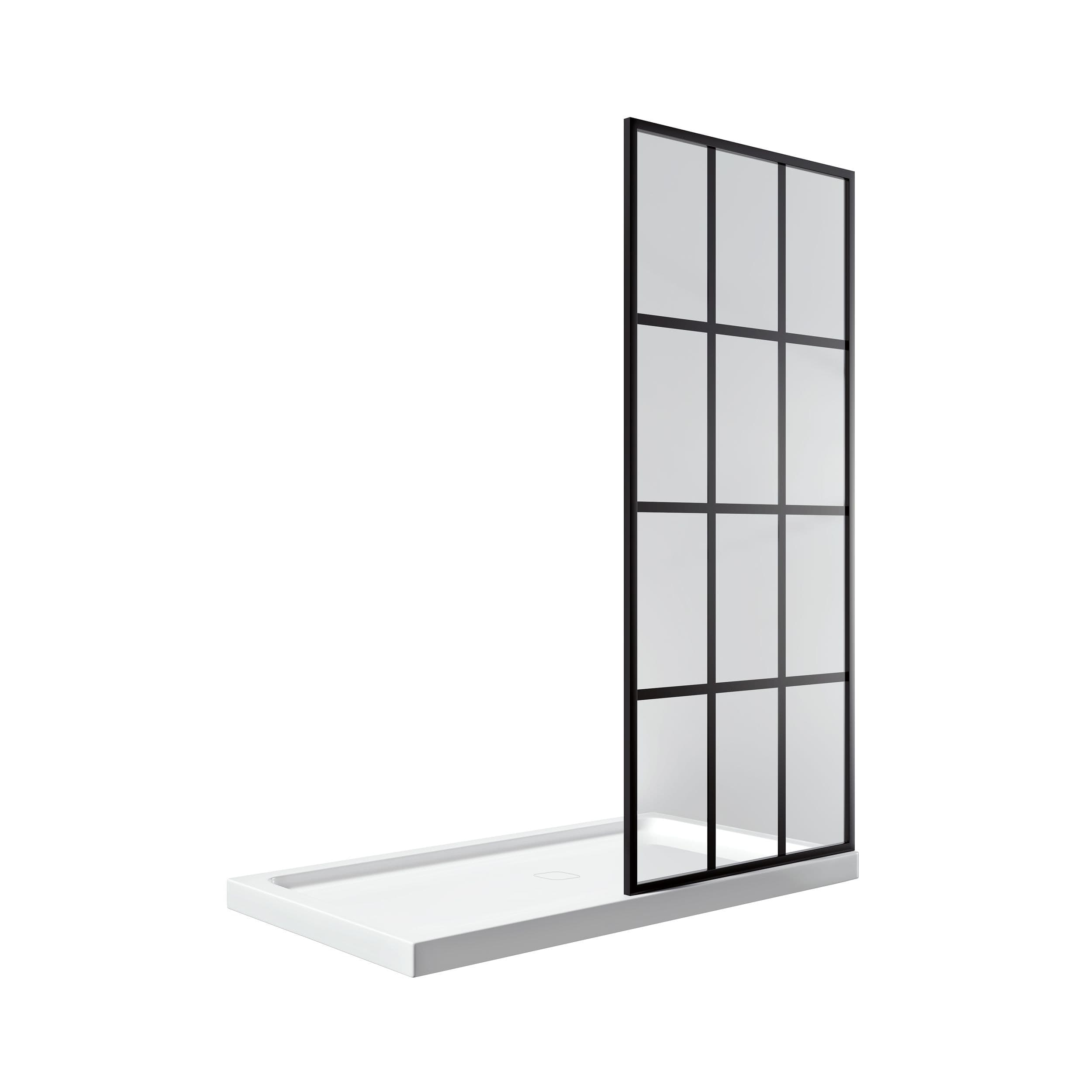 Brianna Walk-In Acrylic Base Shower Door with Clear Glass, Matte Black, 60-in