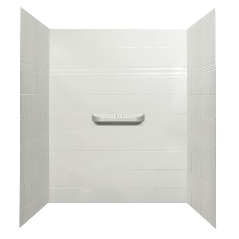 Finley Acrylic Shower Wall Surrond with Large Shelf, White