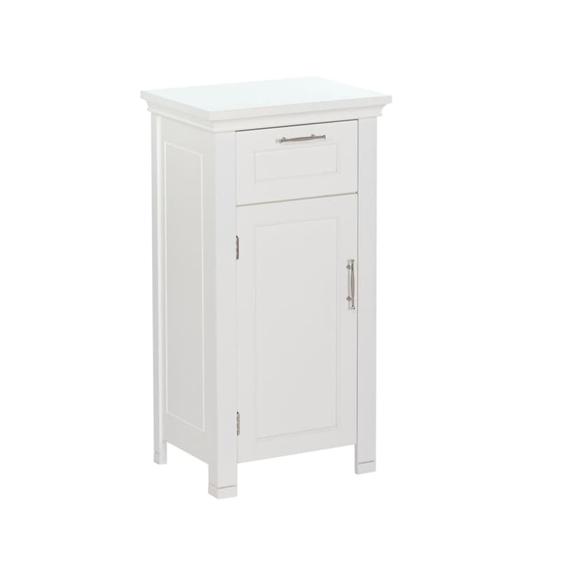 RiverRidge Home Somerset Single Door Bathroom & Laundry Storage Cabinet with Drawer & Adjustable Shelf, White