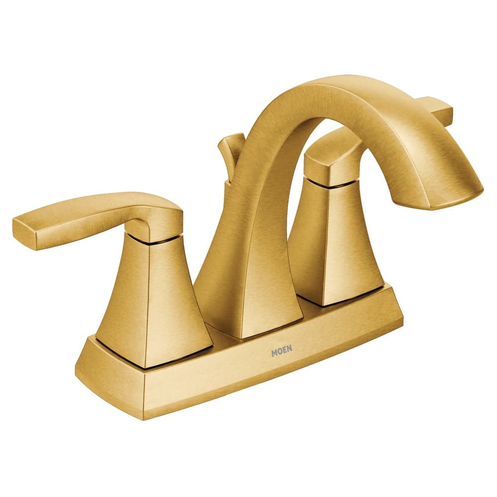 Moen® Voss Double Handle 4-in Centerset Bathroom Sink Faucet, WaterSense® Certified, Brushed Gold
