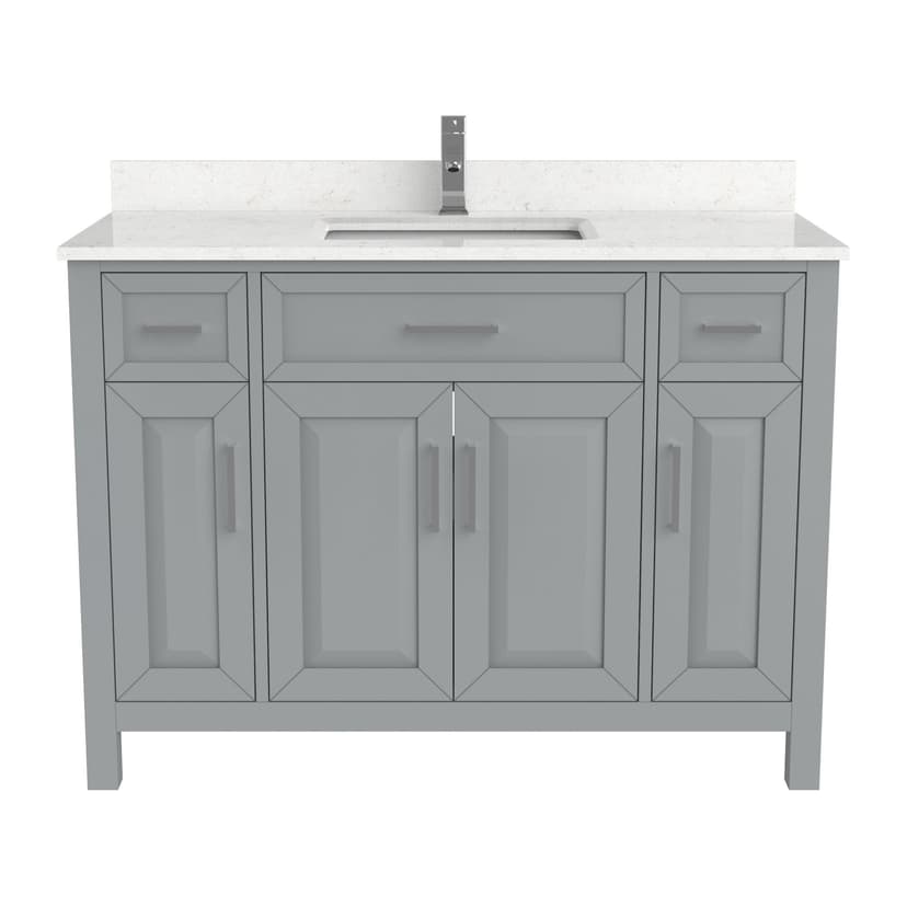 Urban Bathe Terrence Undermount Single Sink Stone Top Bathroom Vanity with Drawer & Cabinet Organizer, Oxford Grey, 48-in