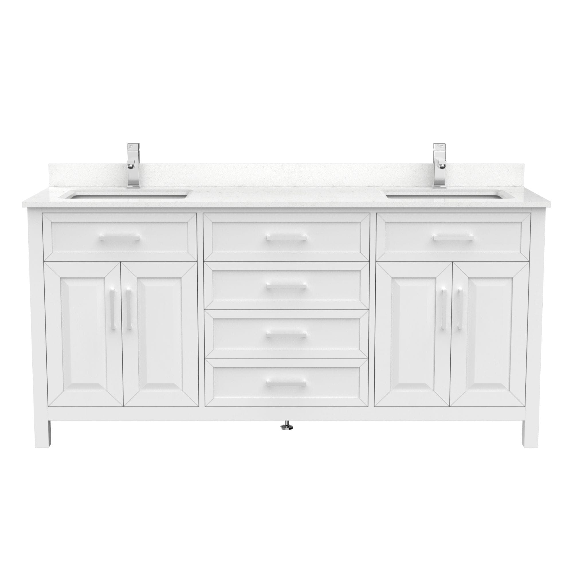 Urban Bathe Terrence Undermount Double Sink Stone Top Bathroom Vanity with Drawer & Cabinet Organizer, White, 72-in