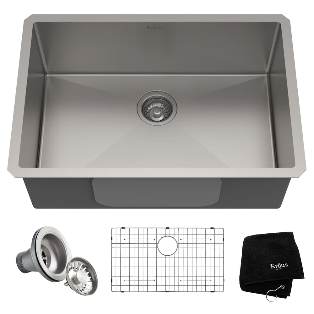 Kraus Standard PRO™ Undermount Stainless Steel Single Bowl Kitchen Sink, 28x19x10-in