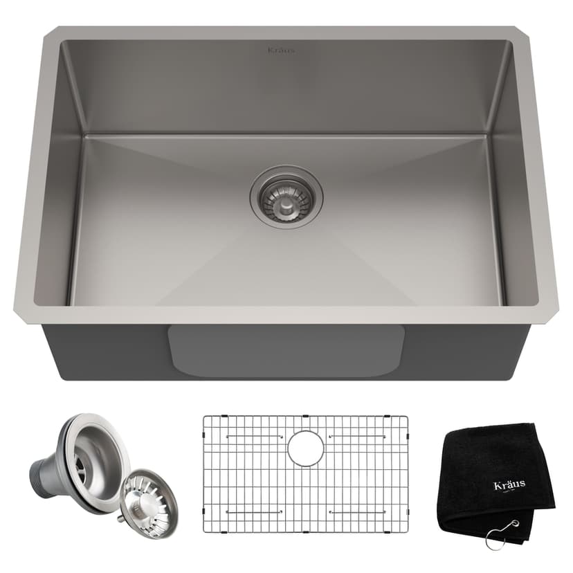Kraus Standard PRO™ Undermount Stainless Steel Single Bowl Kitchen Sink, 28x19x10-in
