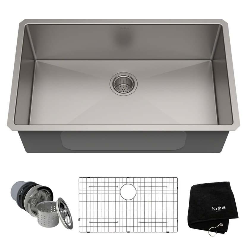 Kraus Standard PRO™ Undermount Stainless Steel Single Bowl Kitchen Sink, 32x19x10-in