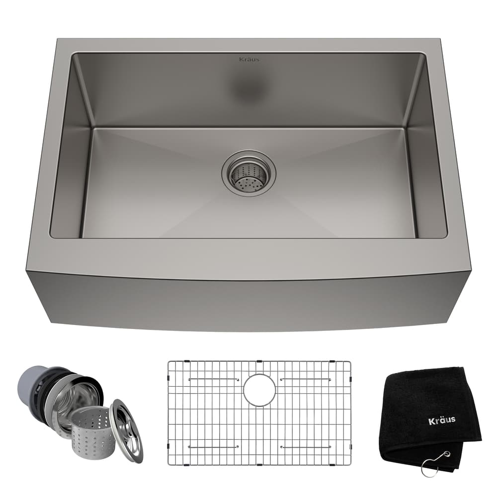 Kraus Standard PRO™ Apron Front Farmhouse Stainless Steel Single Bowl Kitchen Sink, 30x21x10-in