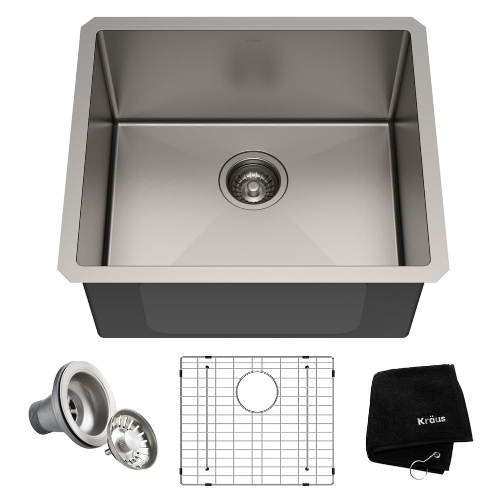 Kraus Standard PRO™ Undermount Stainless Steel Single Bowl Kitchen Sink, 21x18x10-in