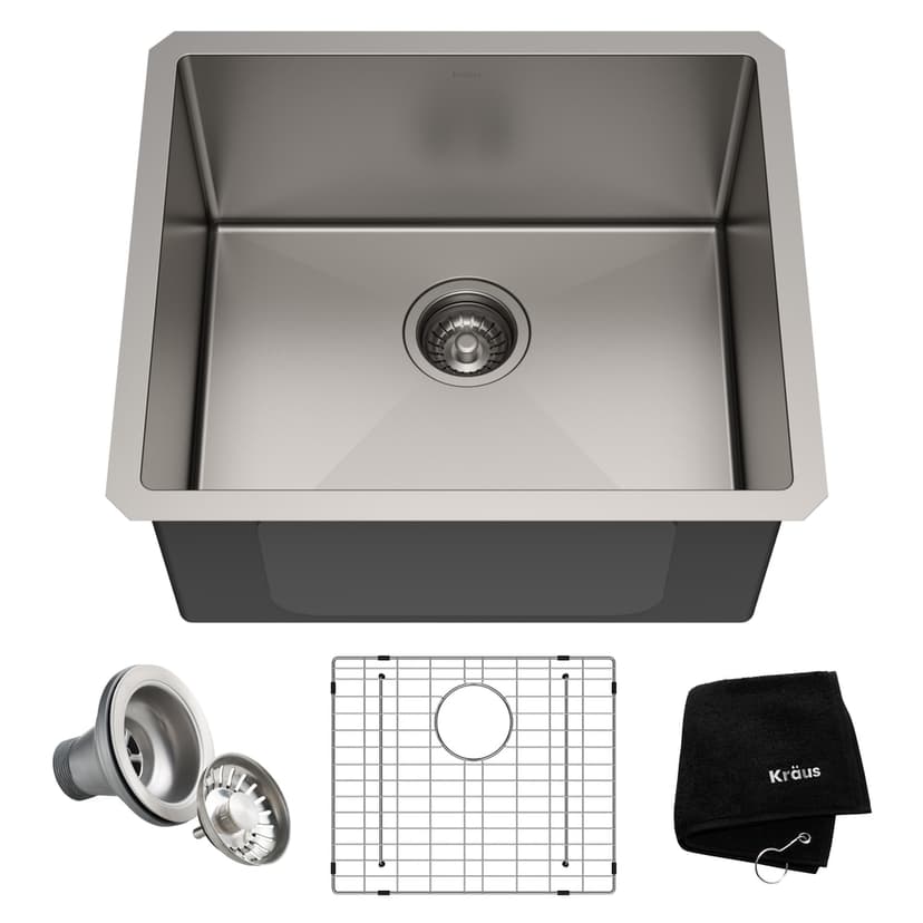 Kraus Standard PRO™ Undermount Stainless Steel Single Bowl Kitchen Sink, 21x18x10-in