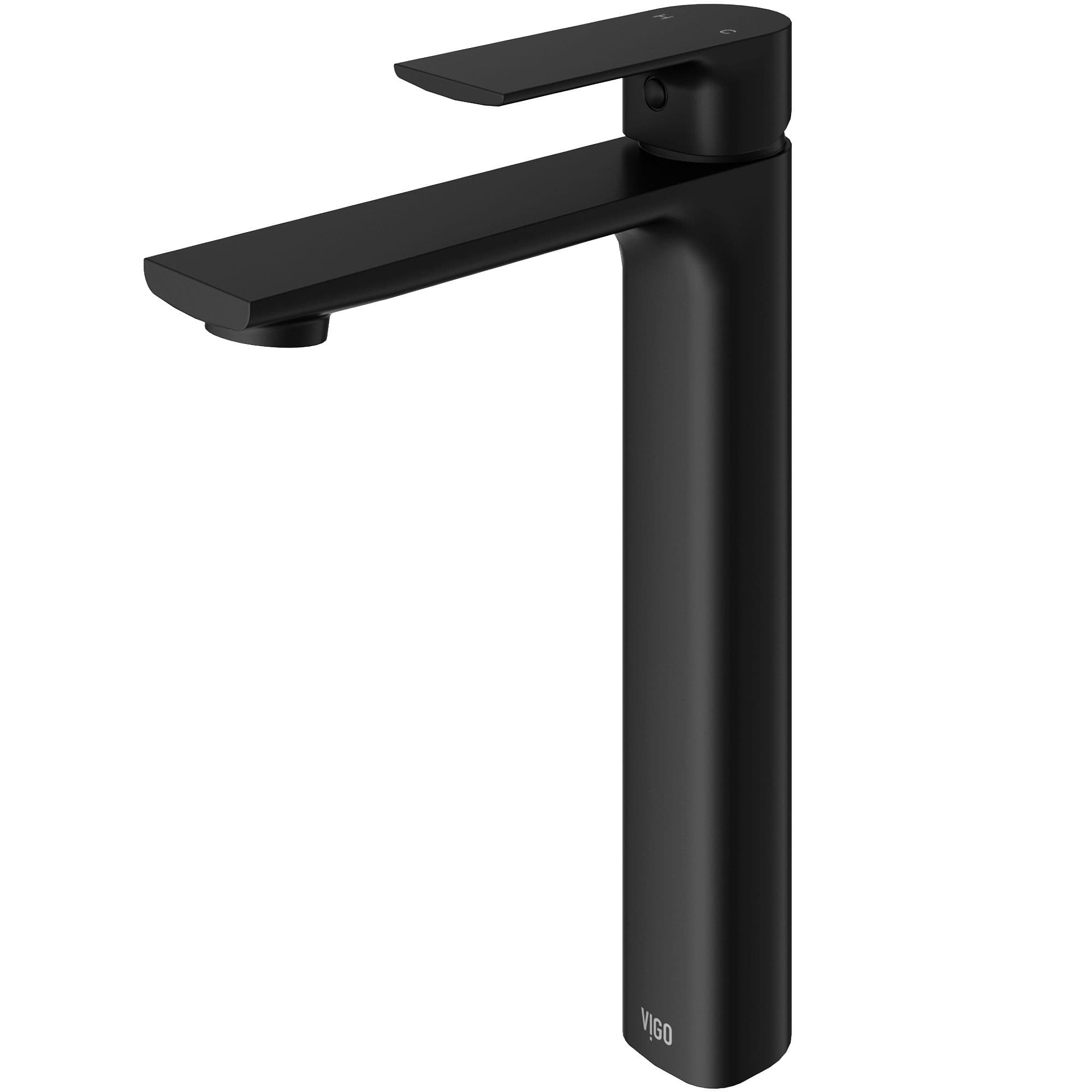 VIGO Norfolk Single Handle Vessel Bathroom Sink Faucet, WaterSense® Certified, Matte Black