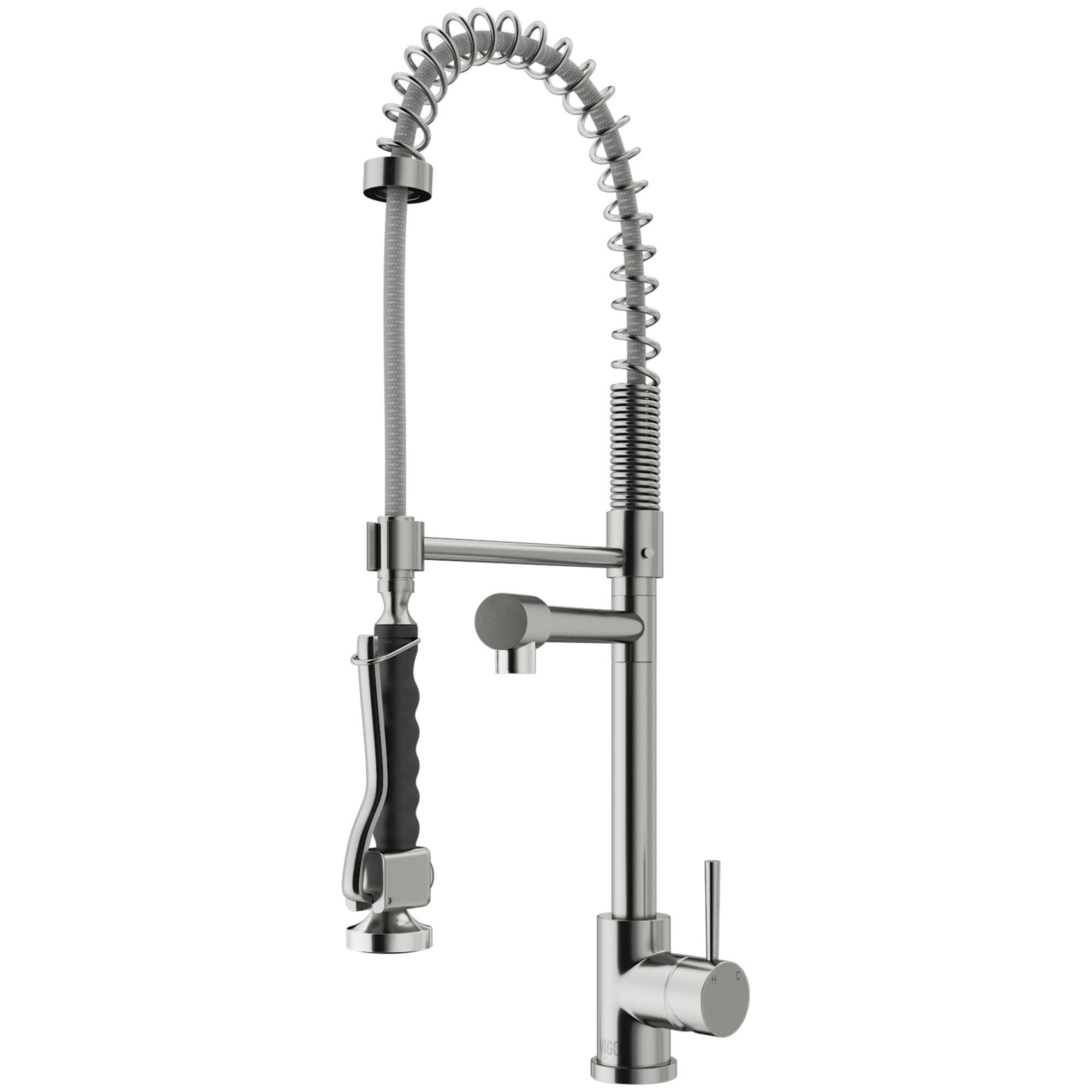 VIGO Zurich Single Handle Pull Down Spray Kitchen Faucet, Stainless Steel