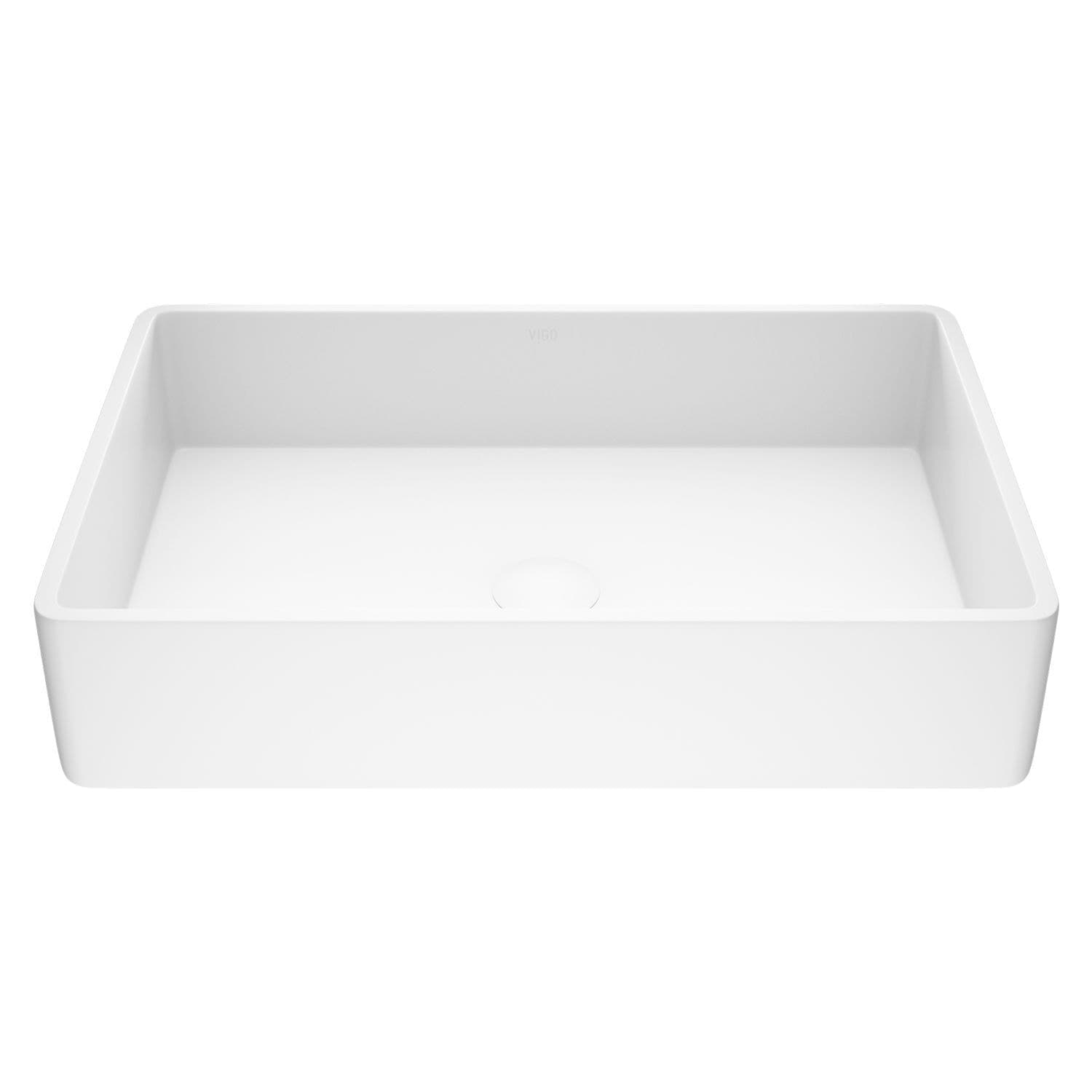 VIGO Magnolia Matte Stone™ Vessel Bathroom Sink/Basin with Deep Bowl, White