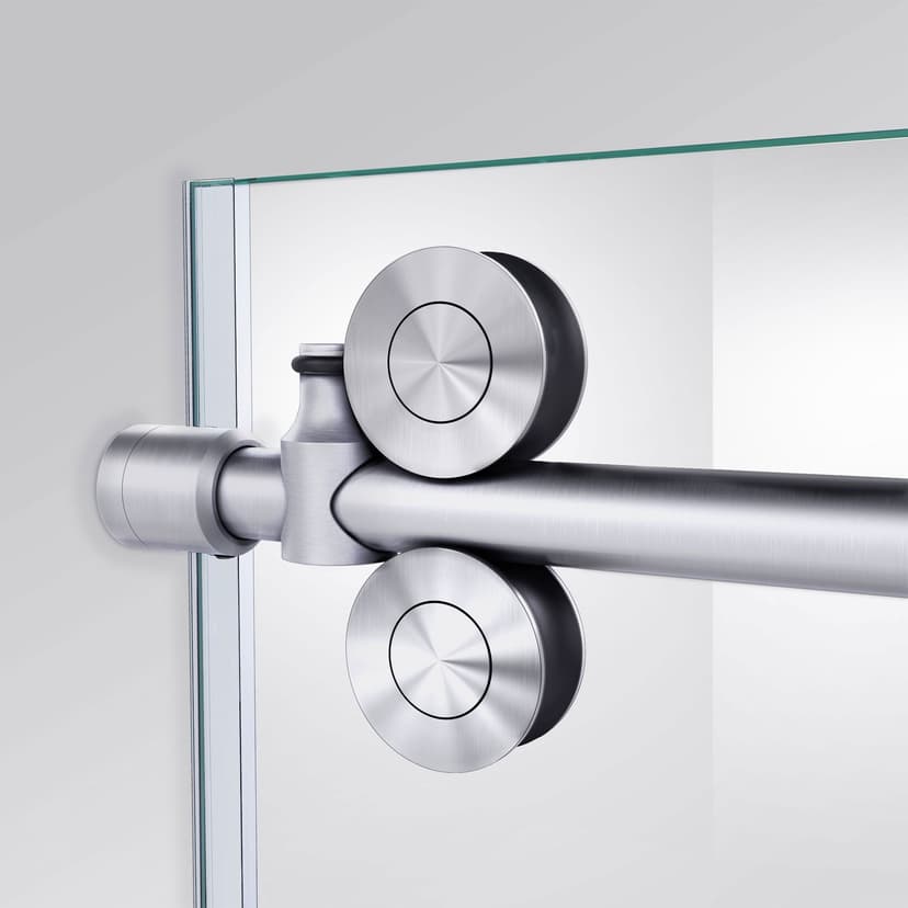 DreamLine Enigma-XO 56-60-in Fully Frameless Brushed Stainless Steel Sliding Shower Door