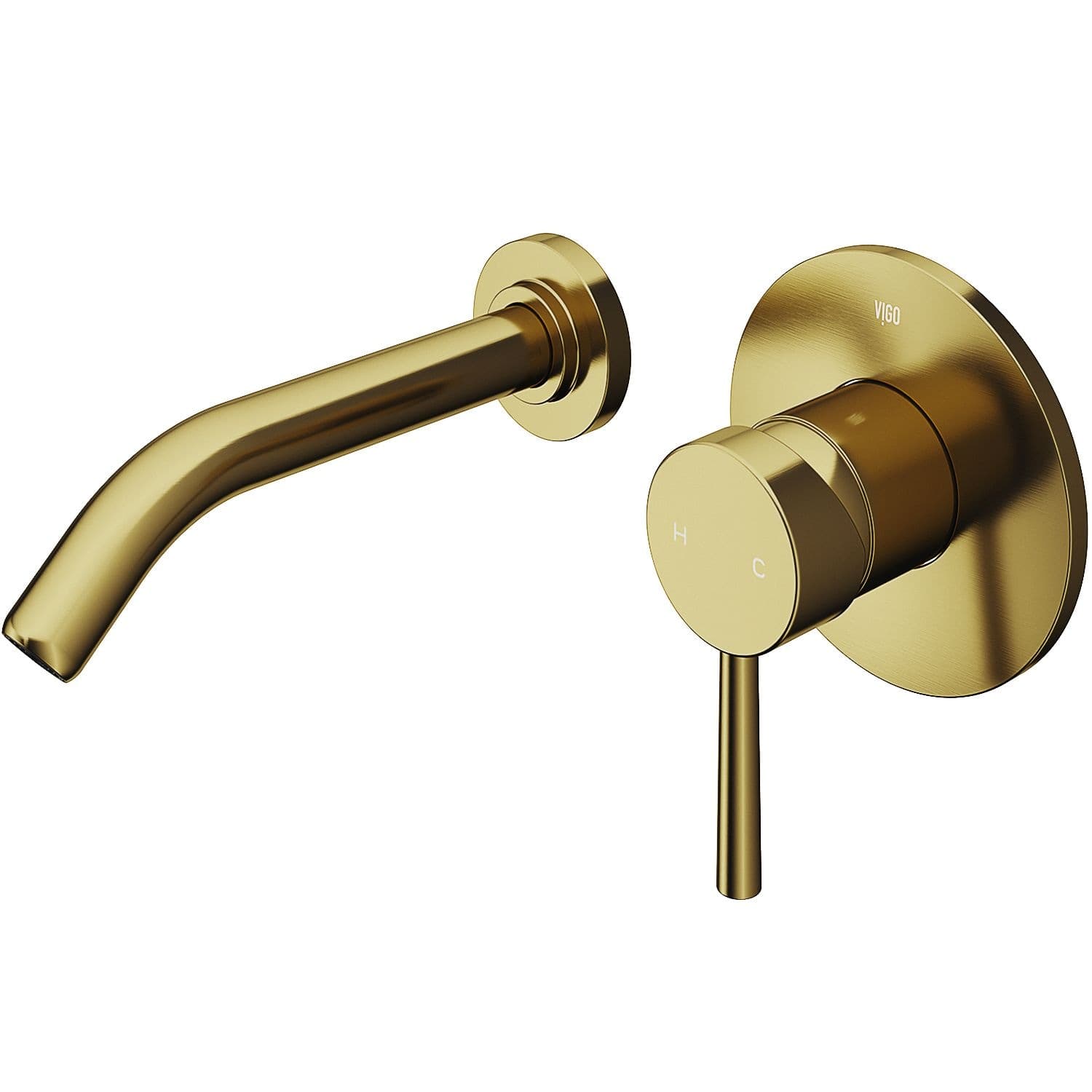 VIGO Olus Wall Mount Single Lever Bathroom Sink Faucet, WaterSense™ Certified, Matte BGold
