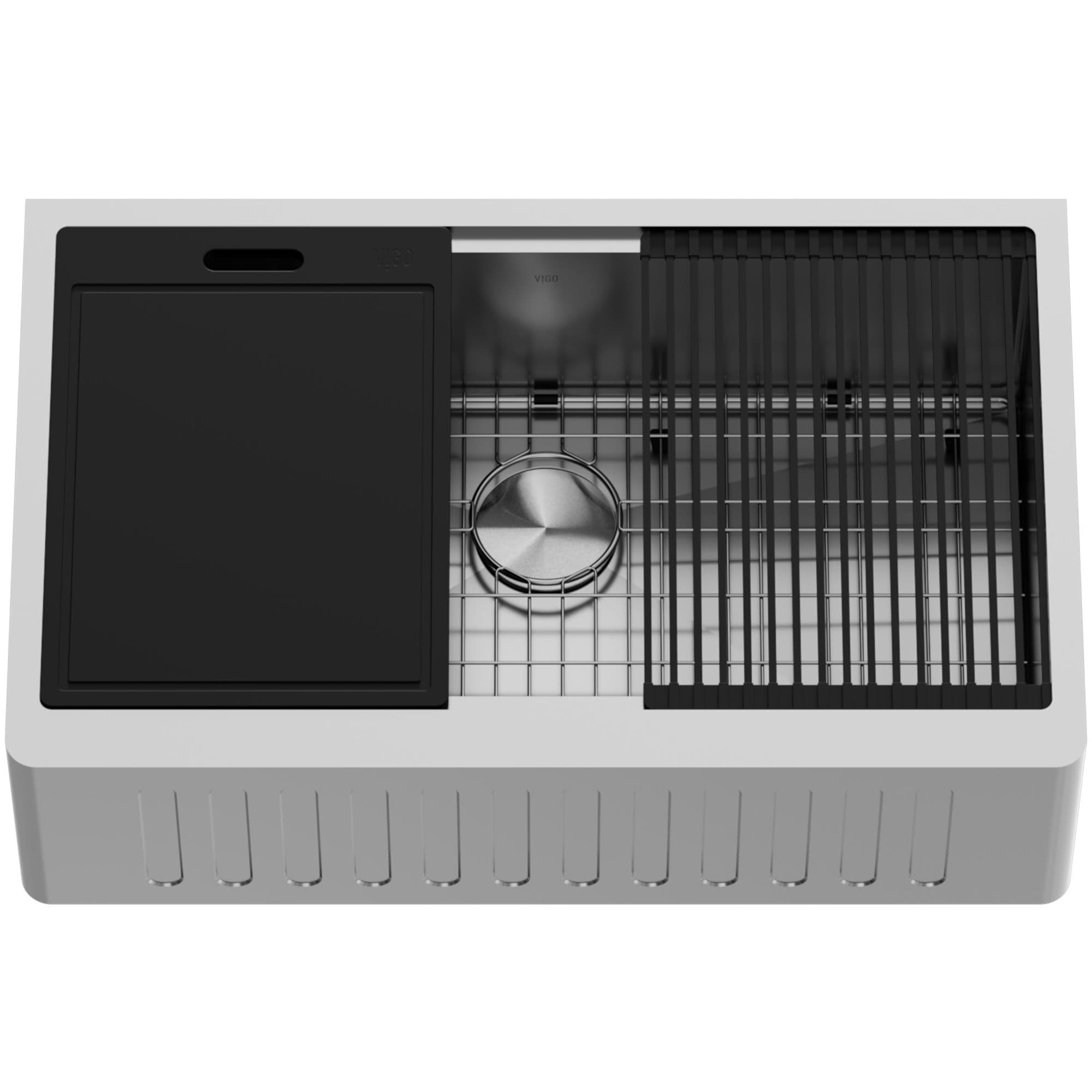 VIGO Oxford 1-Bowl Stainless Steel Apron Front Farmhouse Kitchen Sink with Accessories, 33-in
