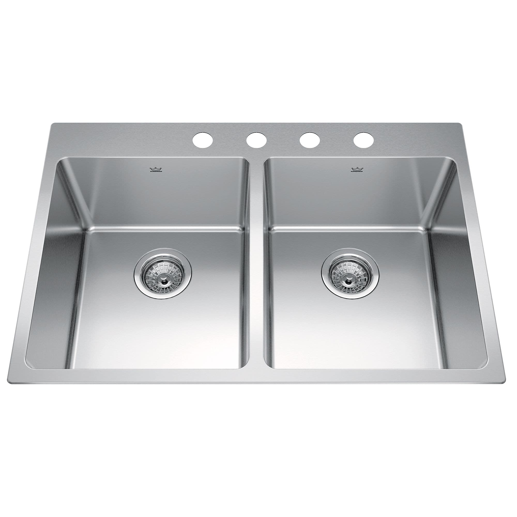 Kindred Brookmore Drop In Double Bowl 4-Hole Kitchen Sink, 30.8-in x 20.9-in x 9-in, Stainless Steel
