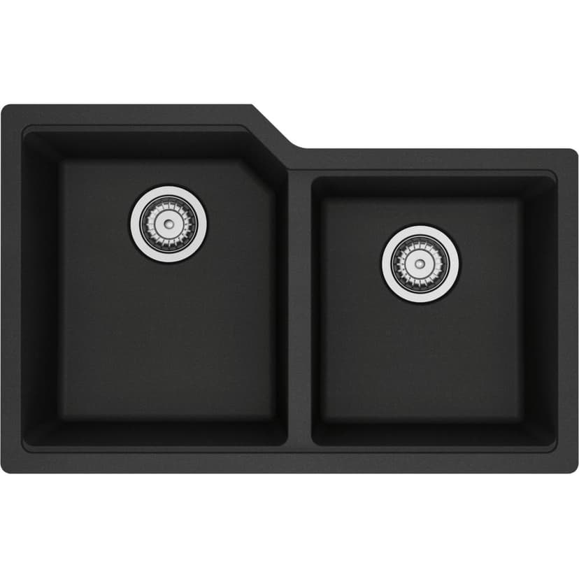 Kindred Urban Undermount Granite Double Bowl Kitchen Sink, 30.69-in x 19.69-in x 8.63-in, Onyx
