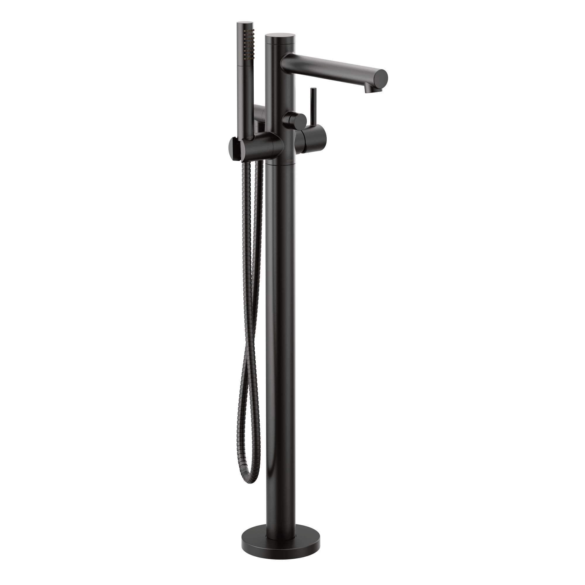 Moen® Align Single Handle Freestanding Bathtub Filler Faucet with Hand Shower, Matte Black