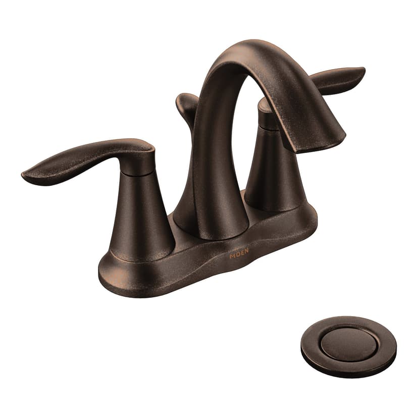 Moen® Eva Double Handle High Arc 4-in Centerset Bathroom Sink Faucet, WaterSense® Certified, Oil Rubbed Bronze