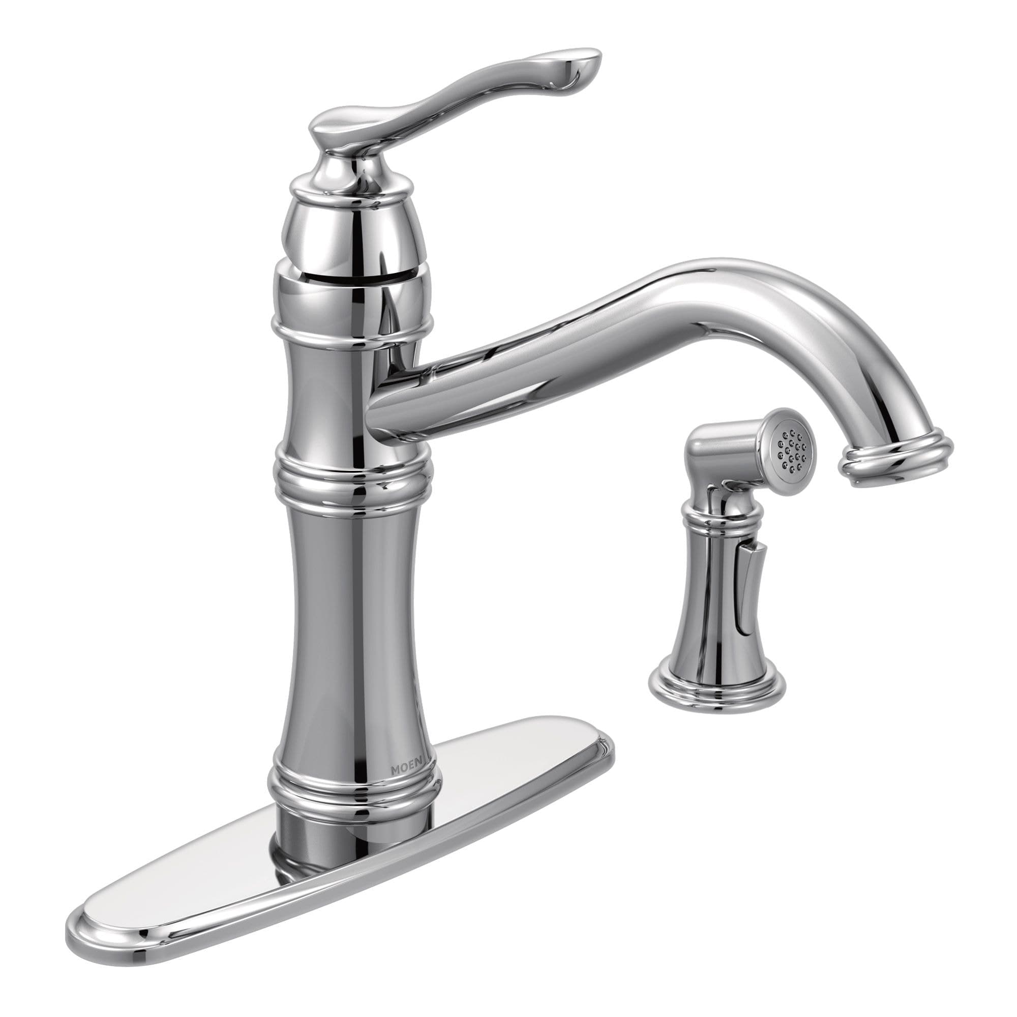 Moen® Belfield Single Handle High Arc Kitchen Faucet with Side Sprayer, Chrome