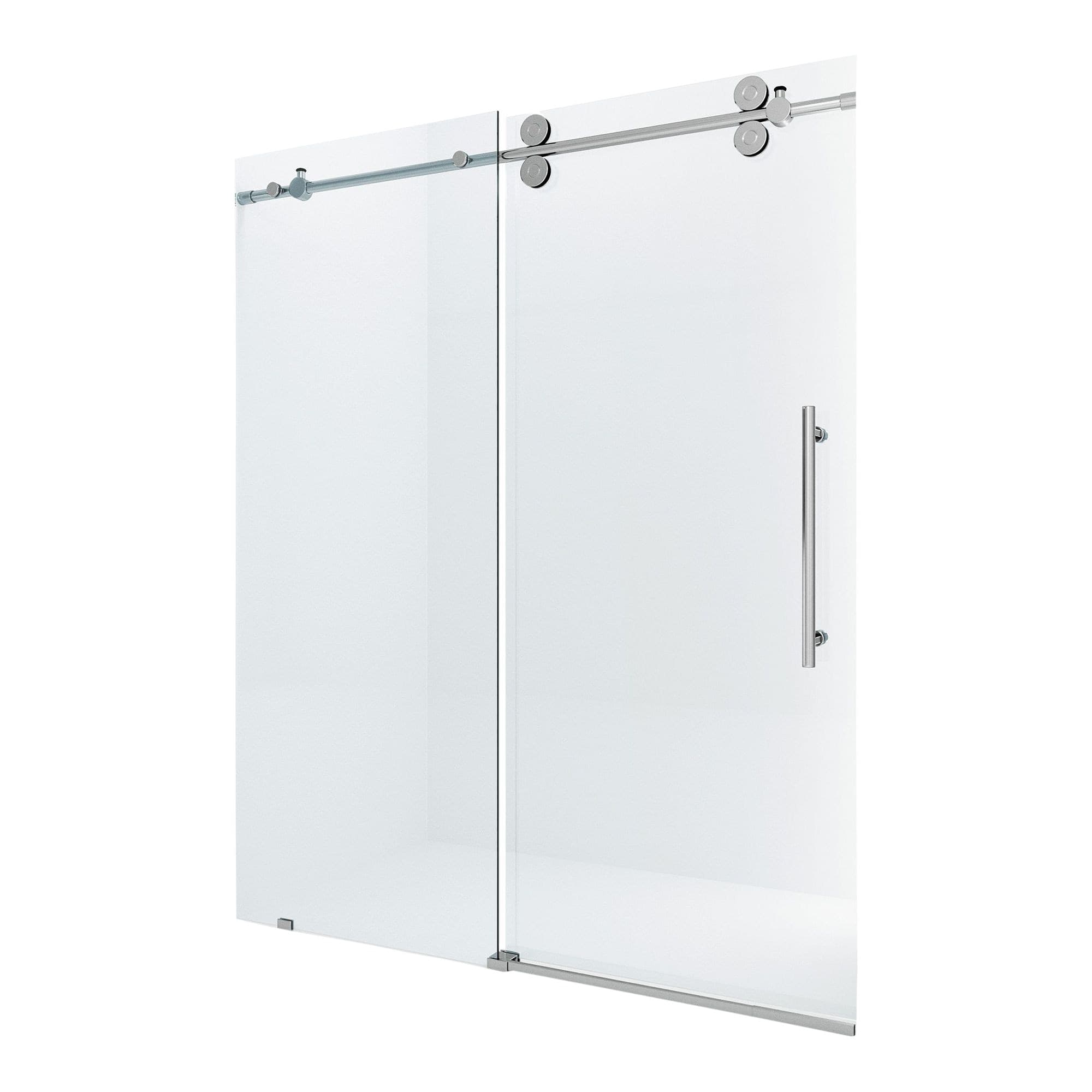 VIGO Elan Frameless Adjustable Sliding Shower Door with Clear Glass, Chrome, 60x74-in