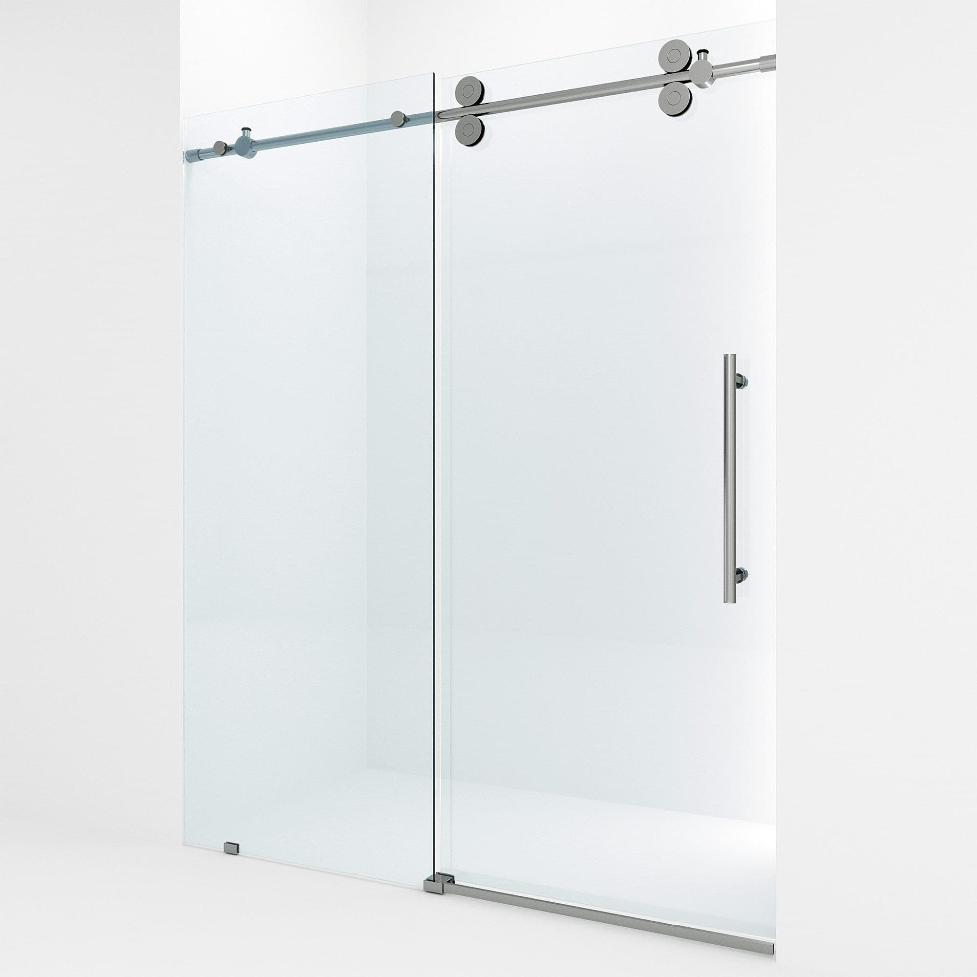 VIGO Elan Frameless Adjustable Sliding Shower Door with Clear Glass, Stainless Steel, 60x74-in