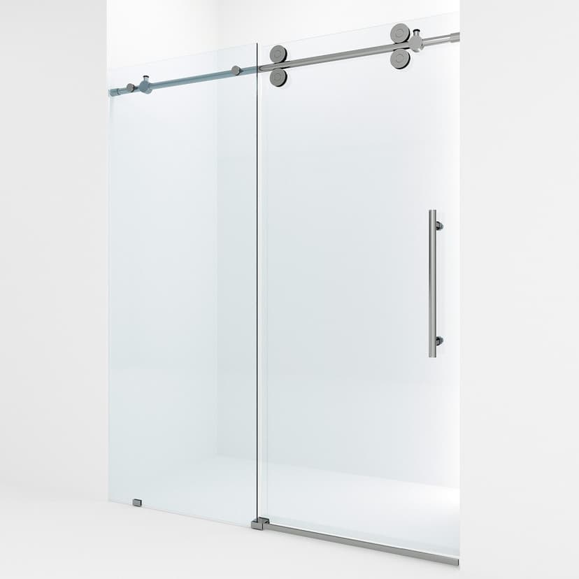 VIGO Elan Frameless Adjustable Sliding Shower Door with Clear Glass, Stainless Steel, 60x74-in