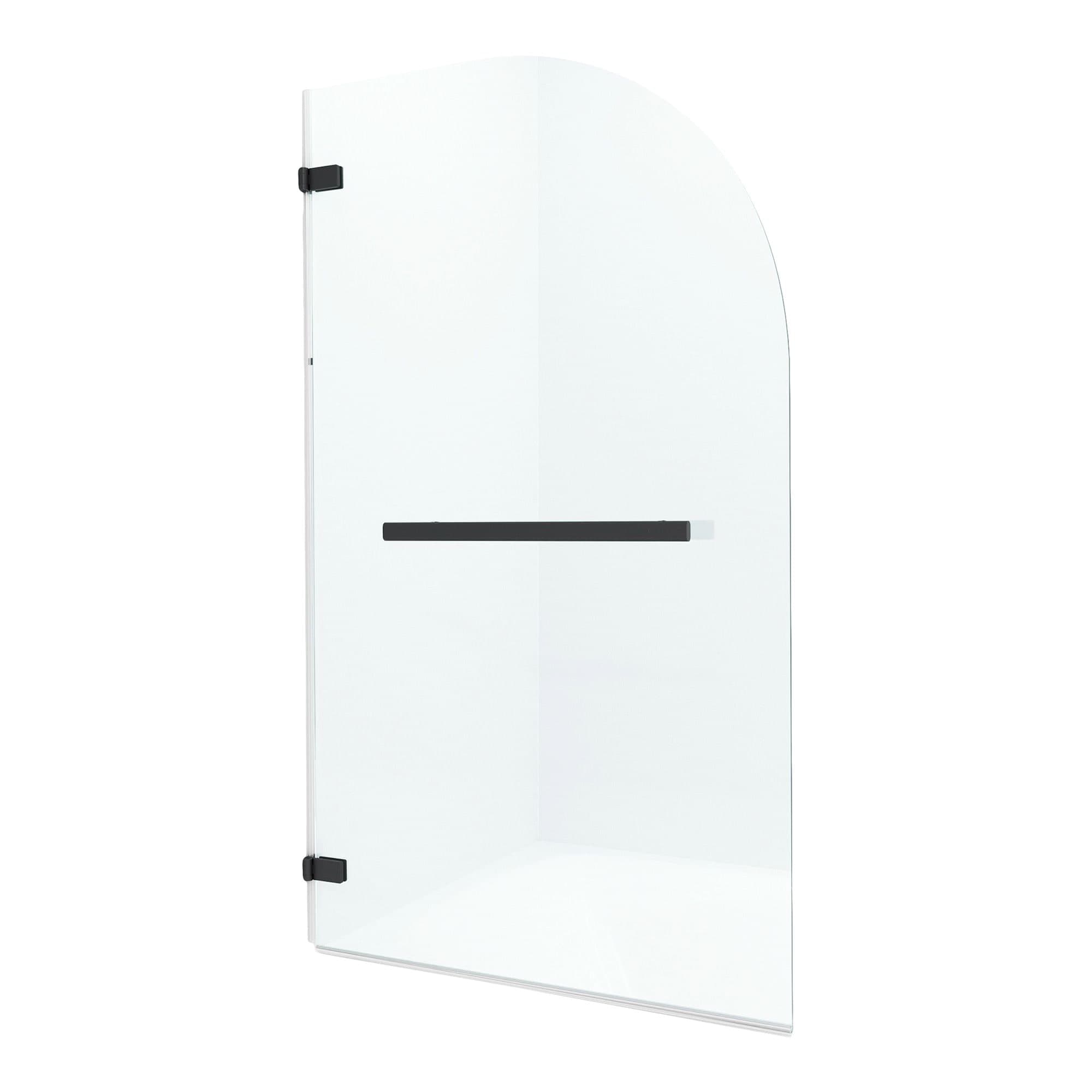 VIGO Orion Frameless Pivot Bathtub Door with Clear Glass, Matte Black, 34x58-in